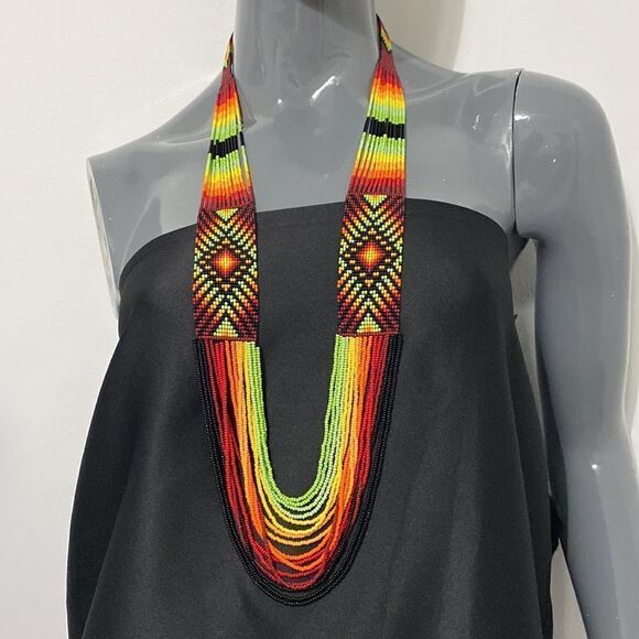 Handmade glass bead necklace - Picture 1 of 9
